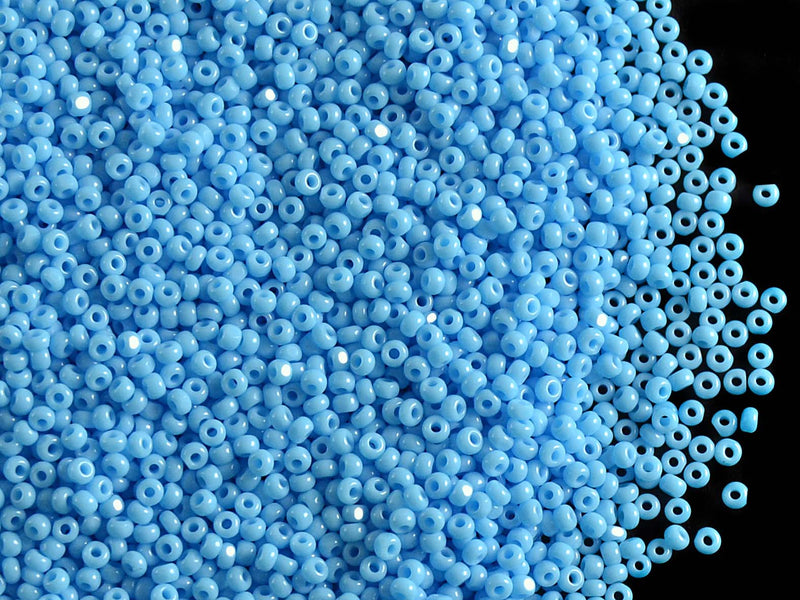 10 g 13/0 1-Cut Seed Beads Charlotte Preciosa Ornela, Opaque Blue Turquoise, Czech Glass