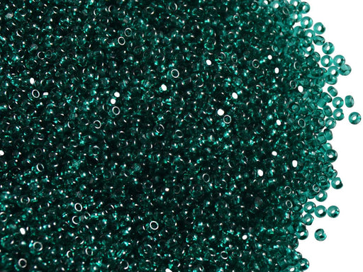 10 g 13/0 1-Cut Seed Beads Charlotte Preciosa Ornela, Green Emerald Transparent, Czech Glass