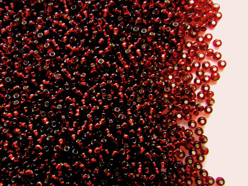 20 g 13/0 Seed Beads Preciosa Ornela, Red Ruby Silver Lined, Czech Glass