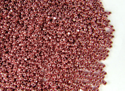 10 g 13/0 1-Cut Seed Beads Charlotte Preciosa Ornela, Pink Metallic, Czech Glass