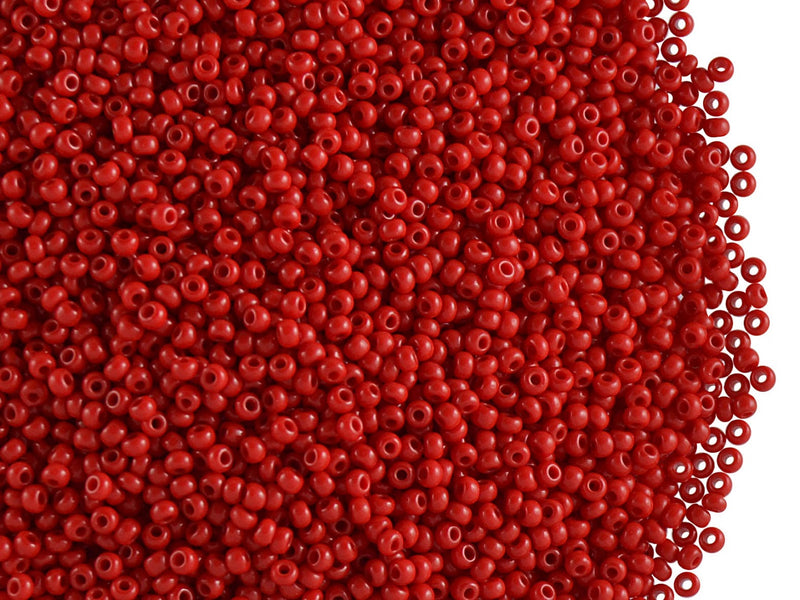 20 g 13/0 Seed Beads Preciosa Ornela, Red Coral Opaque, Czech Glass