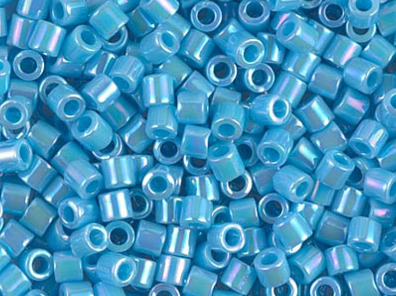 Delica Seed Beads 8/0, Opaque Light Blue AB, Miyuki Japanese Beads