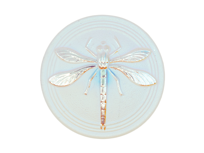 1 pc Czech Glass Cabochons 31.5 mm (Smooth Reverse Side), Crystal Matte AB, Czech Glass