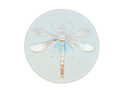 Czech Glass Button, Hand Painted, Size 14 (31.5 mm), Crystal Matte AB Dragonfly, Czech Glass