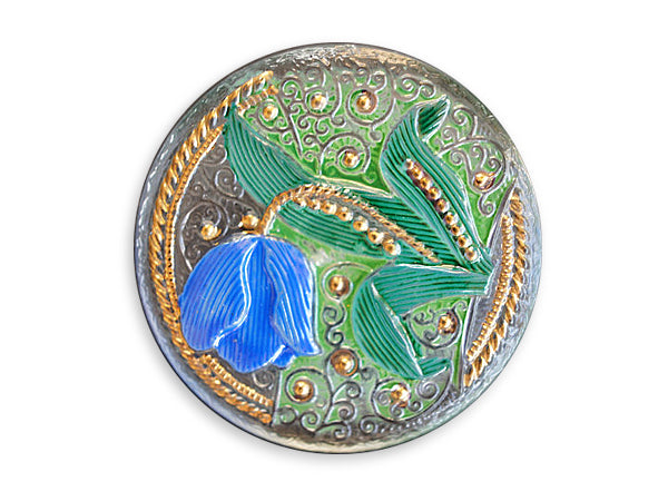 1 pc Czech Glass Button, Tulip, Size 14 (32mm)