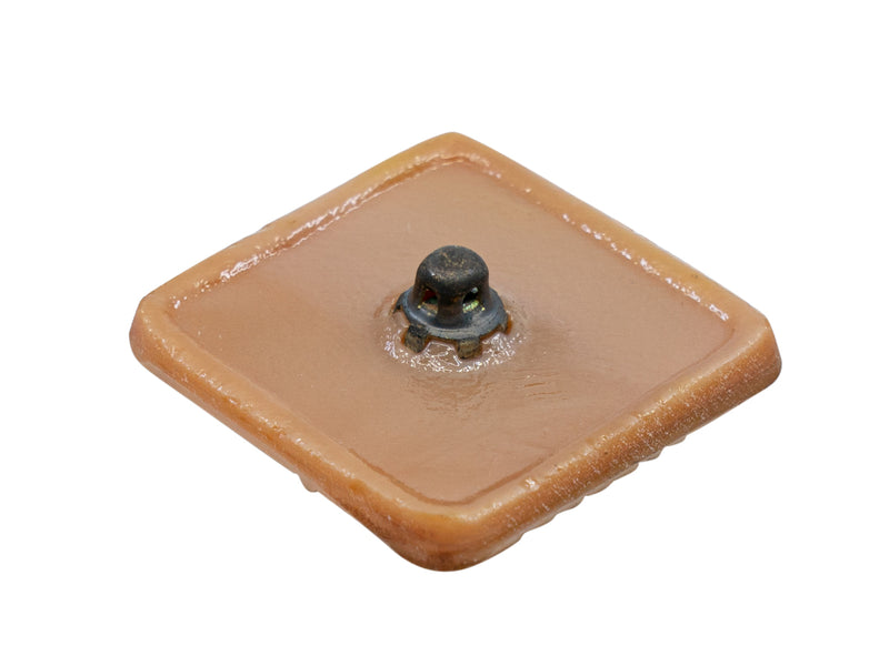 1 pc Czech Glass Button, Square Beige with Flowers, Hand Painted, Size 14 (32mm)