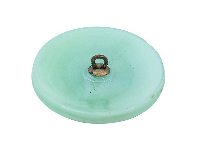 1 pc Czech Glass Button, Turquoise Green, Hand Painted, Size 14 (32mm)