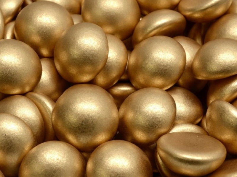 Czech Glass Cabochons 14 mm, Pale Gold Matte, Czech Glass