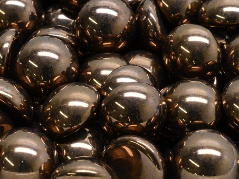 Czech Glass Cabochons 14 mm, Jet Bronze, Czech Glass