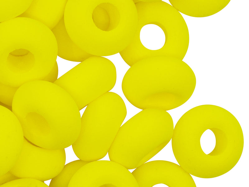 10 pcs Pony NEON Beads, 14x7mm, Yellow, Czech Glass
