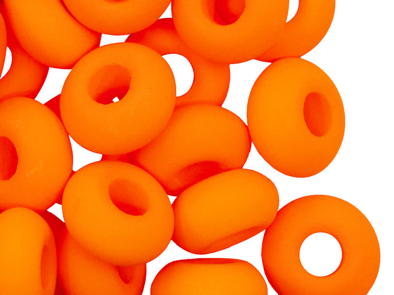 10 pcs Pony NEON Beads, 14x7mm, Orange, Czech Glass