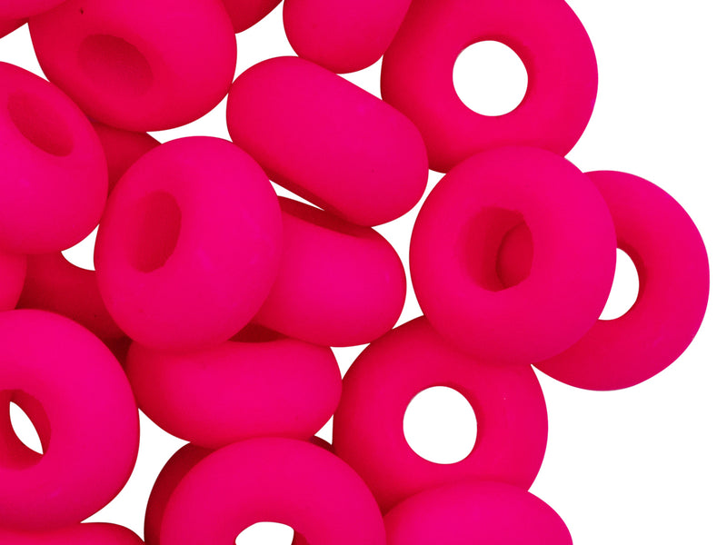 10 pcs Pony NEON Beads, 14x7mm, Pink, Czech Glass