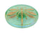 1 pc Czech Glass Button, Transparent Yellow Green Gold Dragonfly, Hand Painted, Size 14 (32mm)