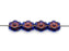 12 pcs Flower Beads, 14mm, Blue Transparent with Bronze Fired Color, Czech Glass
