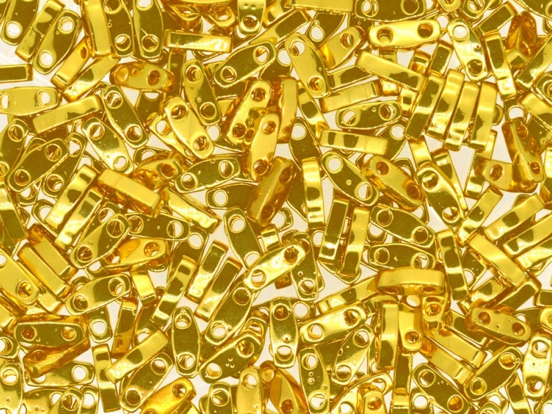 Quarter Tila™Beads 5x1.2x1.9 mm, 2 Holes, 24KT Gold Plated, Miyuki Japanese Beads