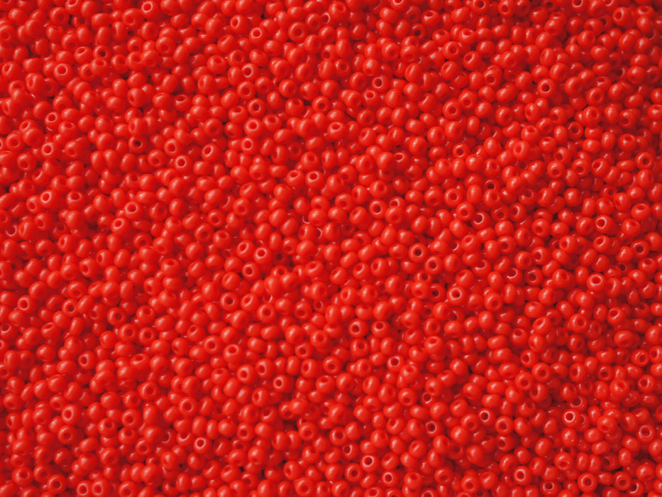 20 g 14/0 Seed Beads Preciosa Ornela, Red Coral Opaque, Czech Glass