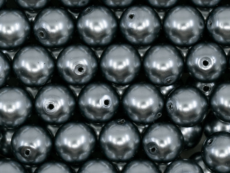 30 pcs Pearl Beads 8 mm, Gray Pearl, Czech Glass