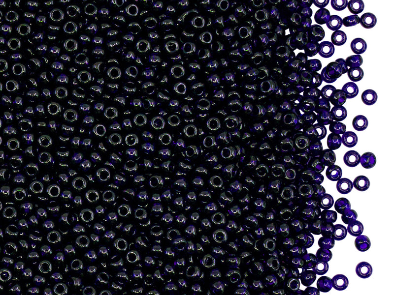 Rocailles Seed Beads 11/0, Dark Sapphire Transparent, Czech Glass