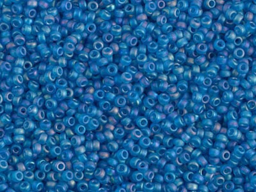 Seed Beads 15/0, Transparent Blue Capri Matted AB, Miyuki Japanese Beads