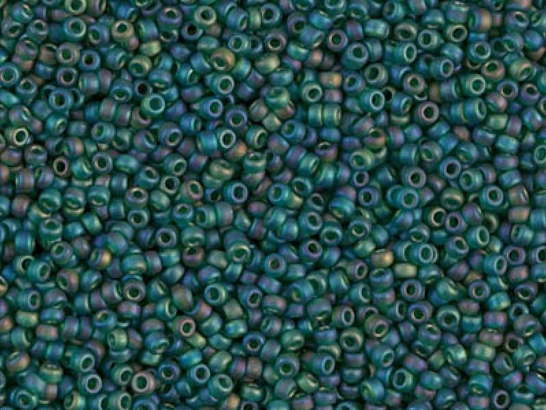 Seed Beads 15/0, Transparent Dark Emerald Matted AB, Miyuki Japanese Beads