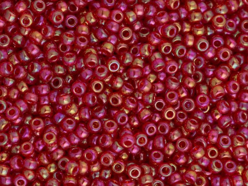 Seed Beads 15/0, Transparent Red AB, Miyuki Japanese Beads