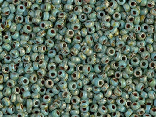 Seed Beads 15/0, Opaque Seafoam Green Picasso, Miyuki Japanese Beads