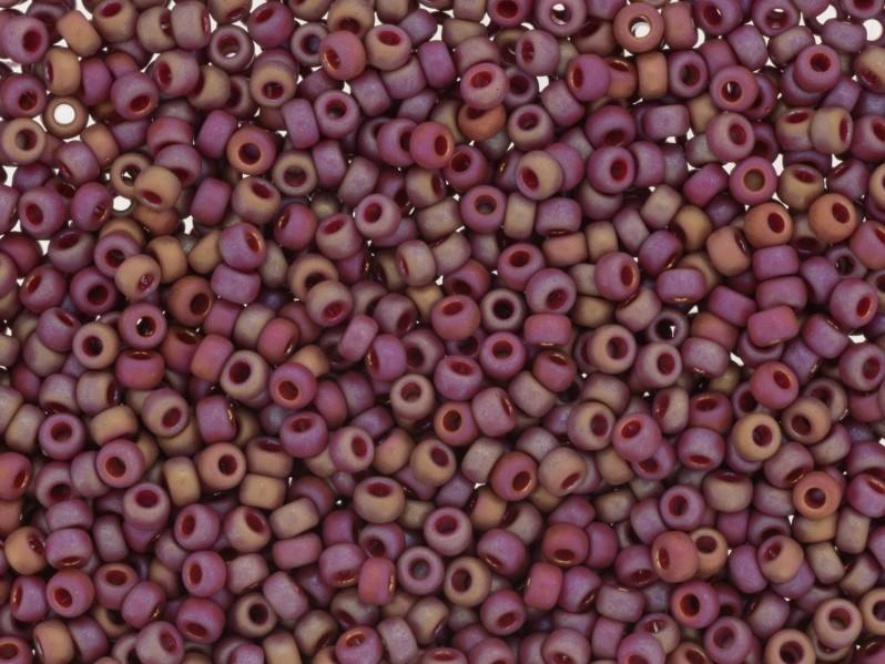 Seed Beads 15/0, Opaque Dark Red Frosted Glaze Rainbow, Miyuki Japanese Beads