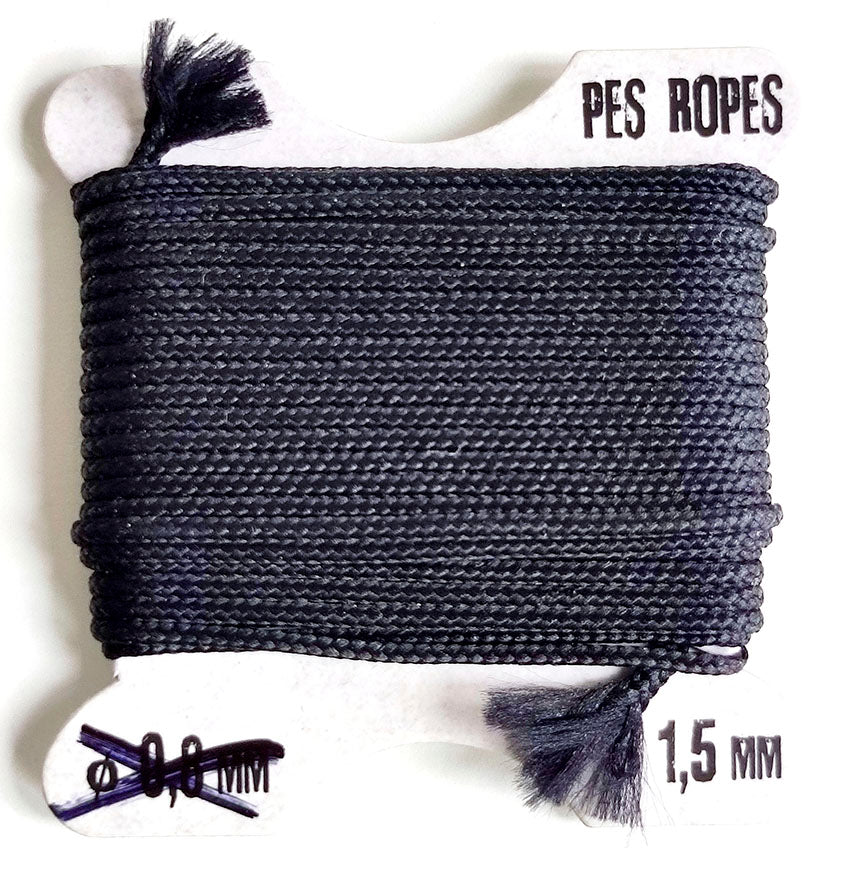 1 pc Pes Ropes 5mx1.5 mm, Black, Polyester — ScaraBeads.com