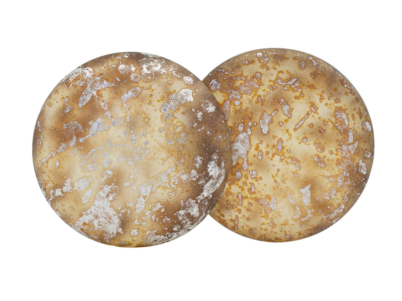 Czech Glass Cabochons 25 mm, Crystal Matte Taupe Silver, Czech Glass