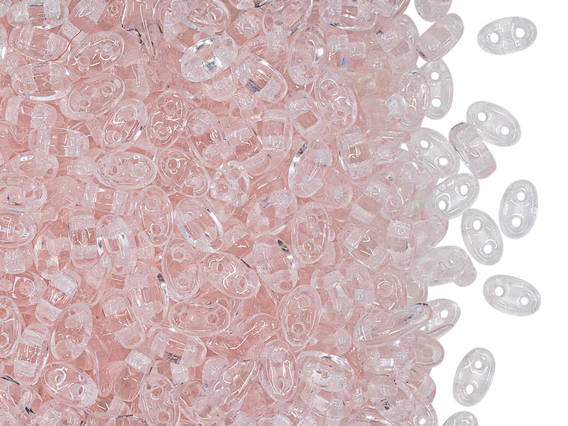 Oval Flat Beads 5x3x2.5 mm, 2 Holes, Transparent Rosaline, Czech Glass