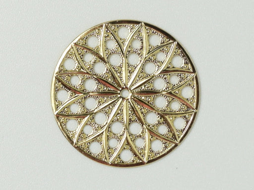 Filigree Round 30 mm, 23KT Gold Plated, Metal