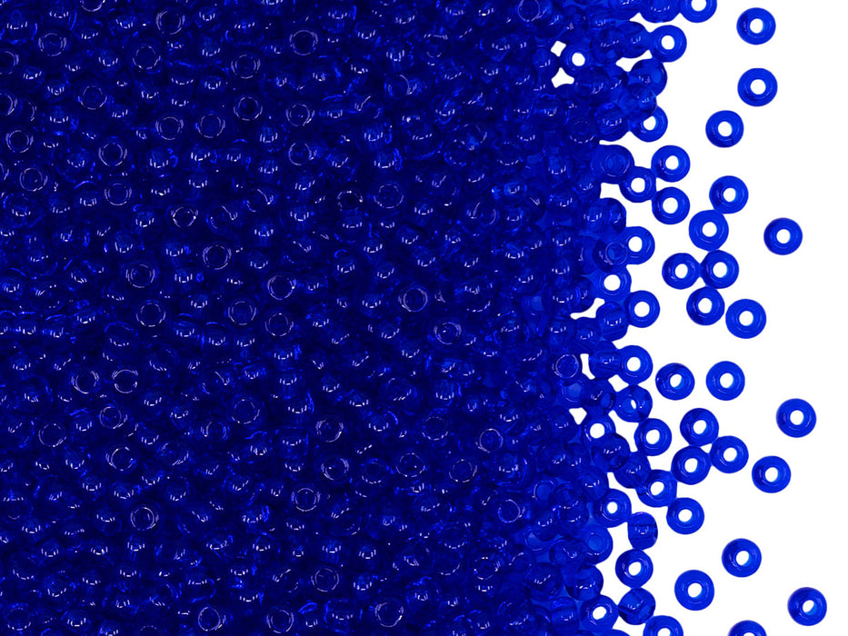 Rocailles Seed Beads 10/0, Transparent Blue, Czech Glass
