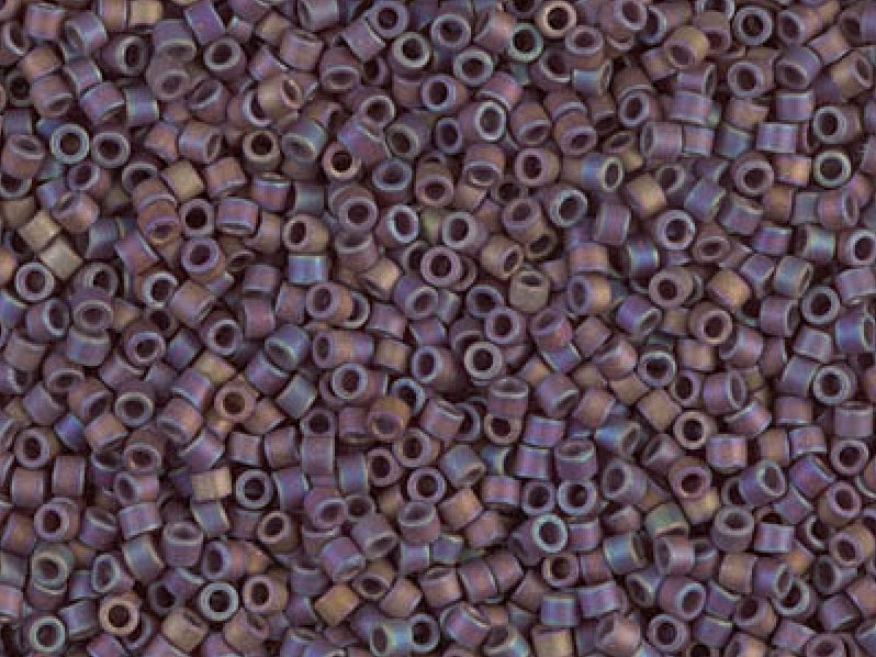 Delica Seed Beads 15/0, Opaque Brown AB Matted, Miyuki Japanese Beads