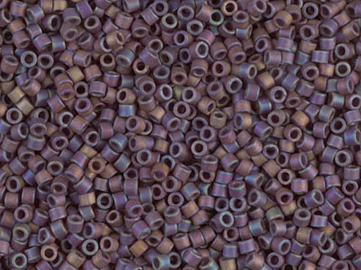 Delica Seed Beads 15/0, Opaque Brown AB Matted, Miyuki Japanese Beads