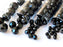 Set of Round Fire Polished Beads (3mm, 4mm, 6mm, 8mm), Jet Black, Czech Glass