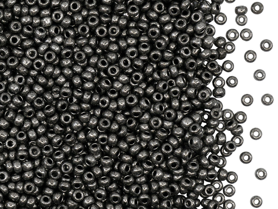 Rocailles Seed Beads 10/0, Crystal Steel Dyed, Czech Glass