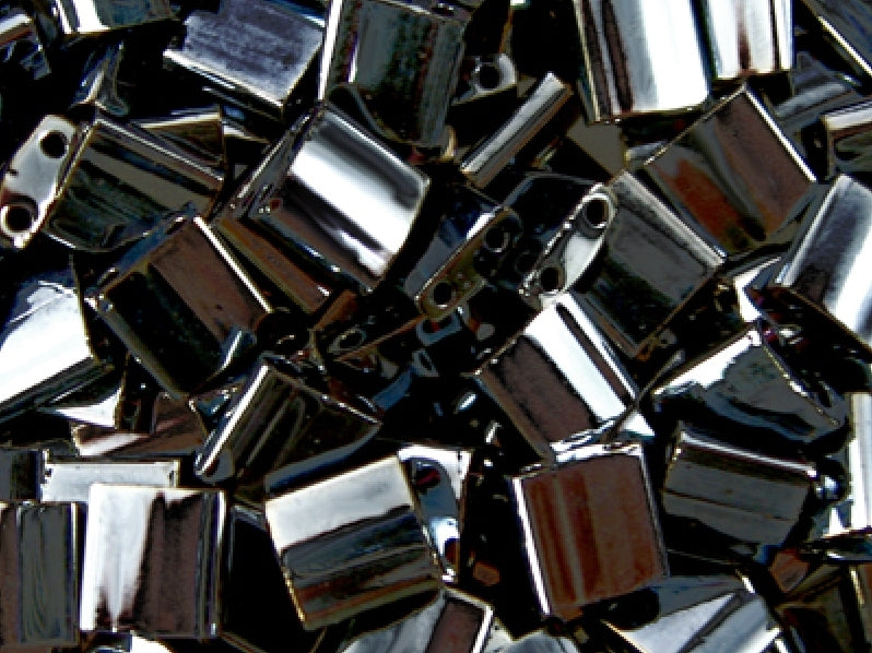 Tila™Beads 5x5 mm, 2 Holes, Light Gunmetal, Miyuki Japanese Beads