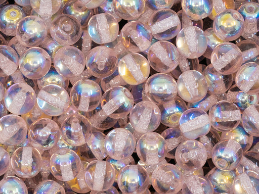 50 pcs Round Beads 6 mm, Pink AB, Czech Glass
