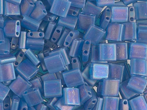 Tila™Beads 5x5 mm, 2 Holes, Transparent Blue Capri Matted AB, Miyuki Japanese Beads