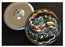 1 pc Czech Glass Button Hand Painted, Size 12 (27.0mm | 1 1/16''), Gold Green Purple with Crystal Rhinestones, Czech Glass