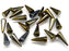 10 pcs Spike Pressed Beads, 7x17mm, Jet Black Half Bronze Iris, Czech Glass