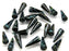 10 pcs Spike Pressed Beads, 7x17mm, Jet Black Travertine, Czech Glass