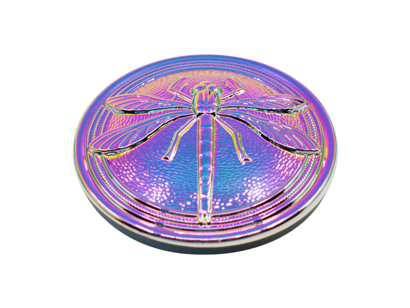 1 pc Czech Glass Button Hand Painted, Size 14 (31.5mm | 1 1/4''), Jet Vitrail Purple Green, Czech Glass