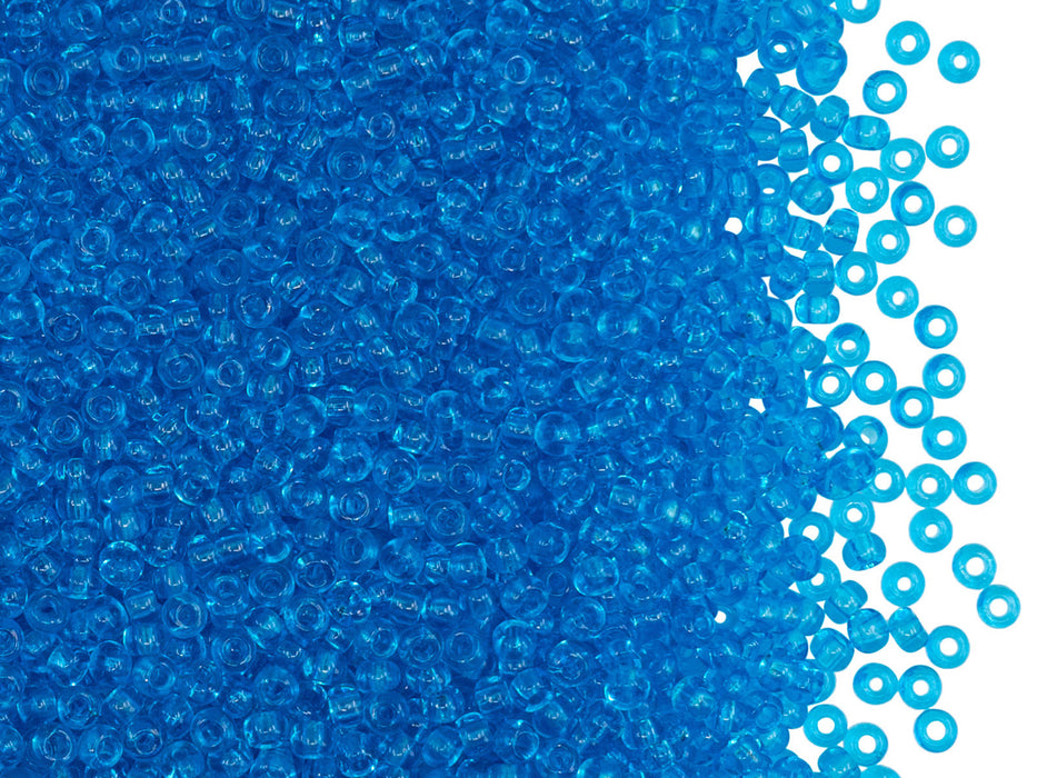 Rocailles Seed Beads 11/0, Transparent Aquamarine Blue, Czech Glass