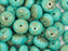 5 pcs Rondelle Fire Polished Beads, 17x11mm, Opaque Turquoise Green Travertine, Czech Glass