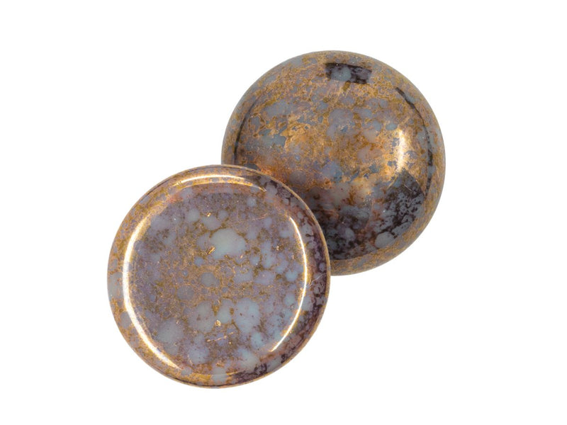 1 pc 1 pc Czech Glass Cabochons 18 mm Opaque Grey Bronze Czech Glass Grey Brown