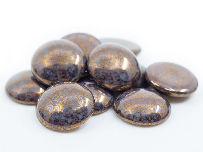 1 pc Cabochon Par Puca® 18 mm, Opaque Grey Bronze, Czech Glass