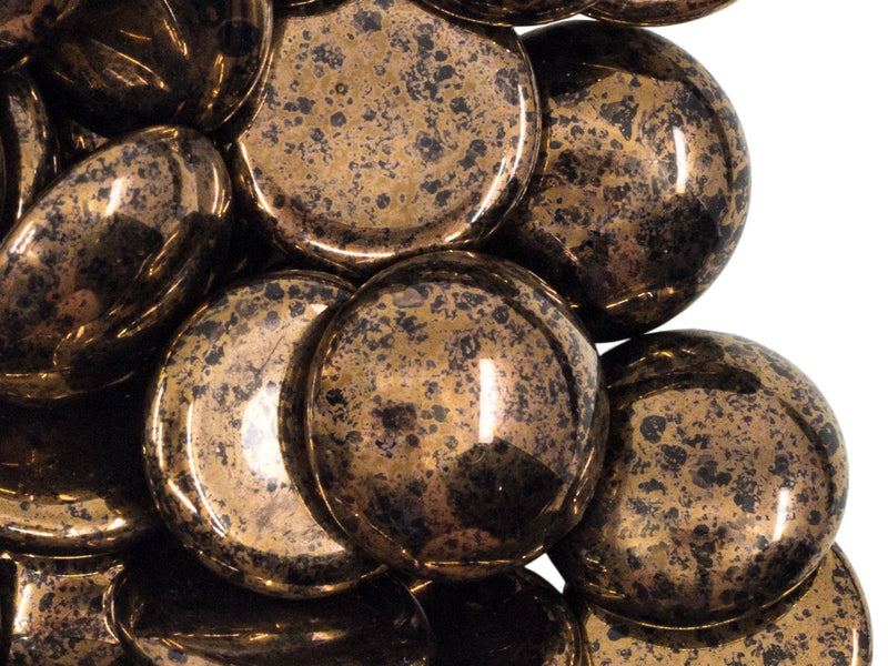 1 pc Cabochon Par Puca® 18 mm, Jet Bronze, Czech Glass