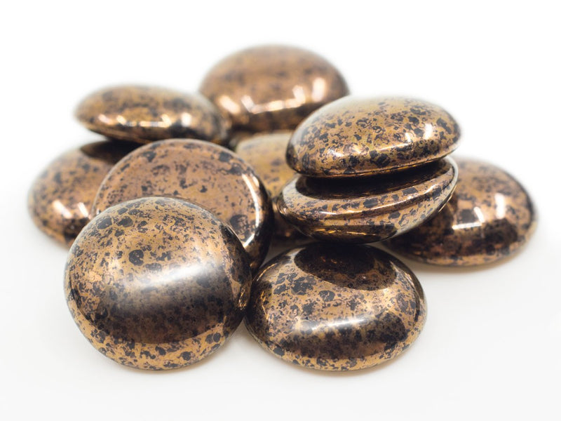 1 pc Cabochon Par Puca® 18 mm, Jet Bronze, Czech Glass