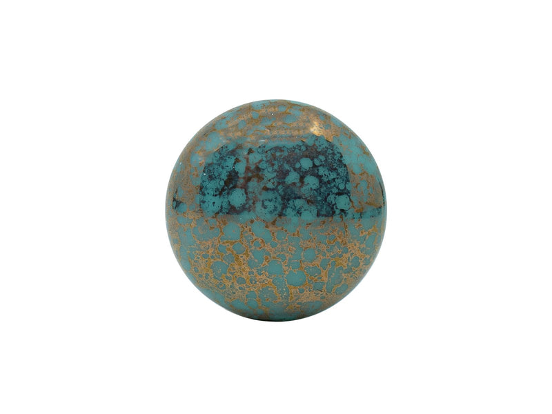 Cabochon 18 mm, Opaque Green Turquoise Bronze, Czech Glass